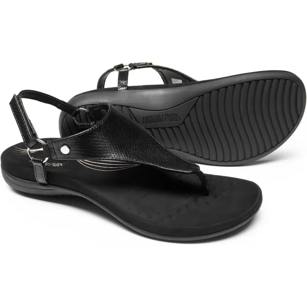 imageDREAM PAIRS Womens Flat Sandals Arch Support Orthopedic Comfortable Soft Cushion Summer TStrap Walking Thong SandalsAll Black