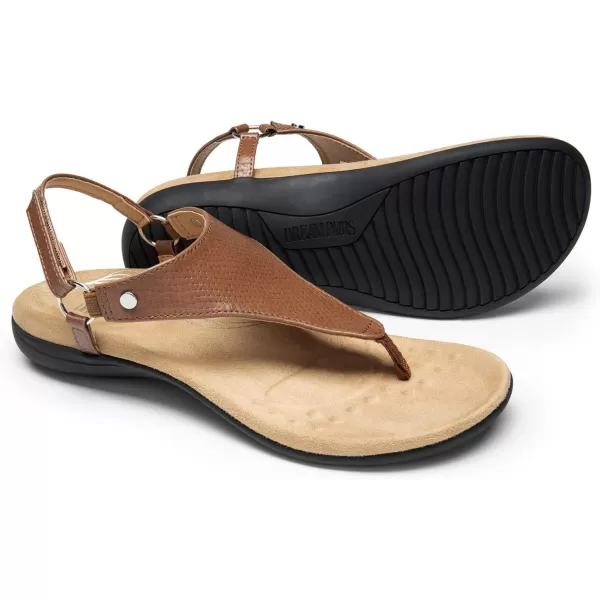 imageDREAM PAIRS Womens Flat Sandals Arch Support Orthopedic Comfortable Soft Cushion Summer TStrap Walking Thong SandalsBrown
