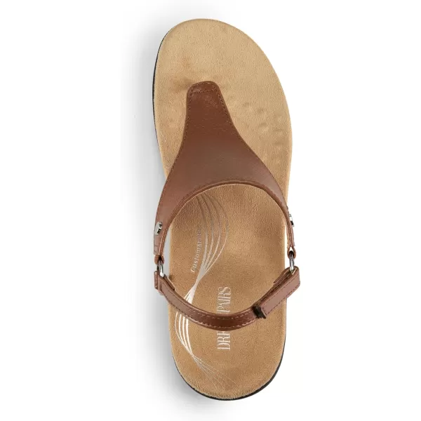 imageDREAM PAIRS Womens Flat Sandals Arch Support Orthopedic Comfortable Soft Cushion Summer TStrap Walking Thong SandalsBrown