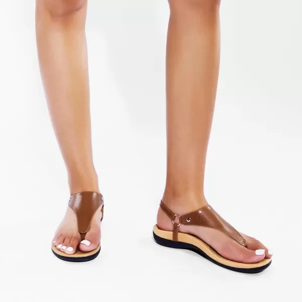 imageDREAM PAIRS Womens Flat Sandals Arch Support Orthopedic Comfortable Soft Cushion Summer TStrap Walking Thong SandalsBrown