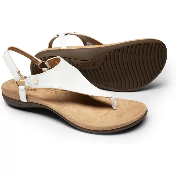 imageDREAM PAIRS Womens Flat Sandals Arch Support Orthopedic Comfortable Soft Cushion Summer TStrap Walking Thong SandalsWhite