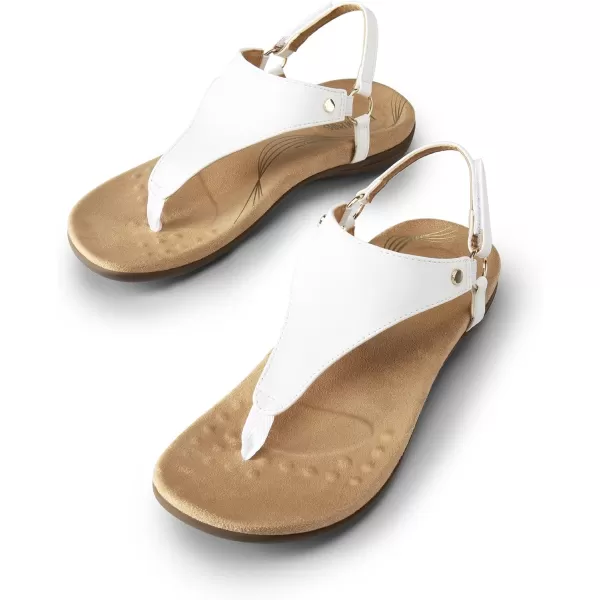 imageDREAM PAIRS Womens Flat Sandals Arch Support Orthopedic Comfortable Soft Cushion Summer TStrap Walking Thong SandalsWhite