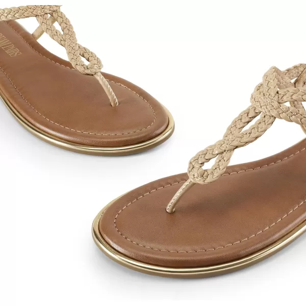 imageDREAM PAIRS Womens Flat Sandals Dressy Summer Stappy Comfortable Ankle Elastic TStrap Beach Thong SandalsNude