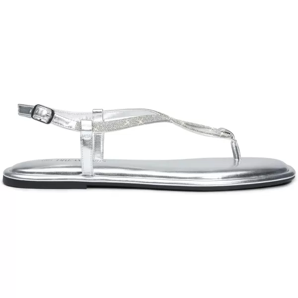 imageDREAM PAIRS Womens Flat Sandals Fashion Rhinestone Flat Sandals with Ankle Strap for Summers Dress CasualSilver
