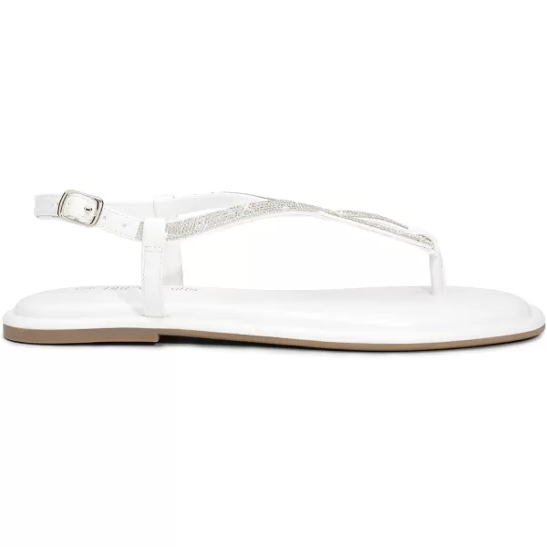 imageDREAM PAIRS Womens Flat Sandals Fashion Rhinestone Flat Sandals with Ankle Strap for Summers Dress CasualWhite