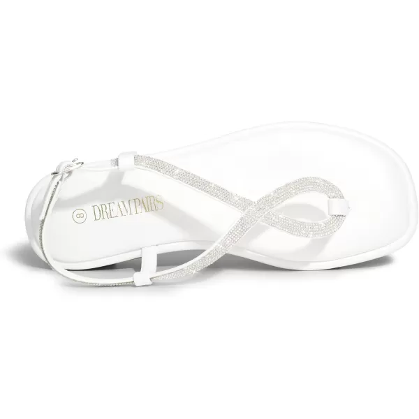 imageDREAM PAIRS Womens Flat Sandals Fashion Rhinestone Flat Sandals with Ankle Strap for Summers Dress CasualWhite