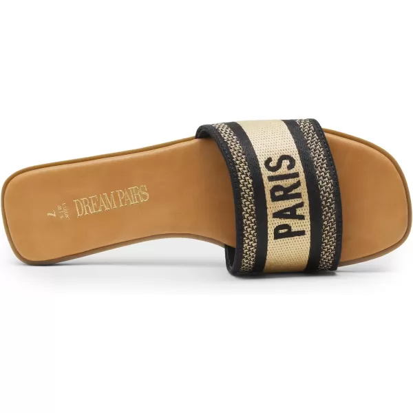 imageDREAM PAIRS Womens Flat Sandals Slip On Slides Sandals Square Open Toe Jacquard Braided Fashion Slides Casual Beach Slippers for SummerBlack