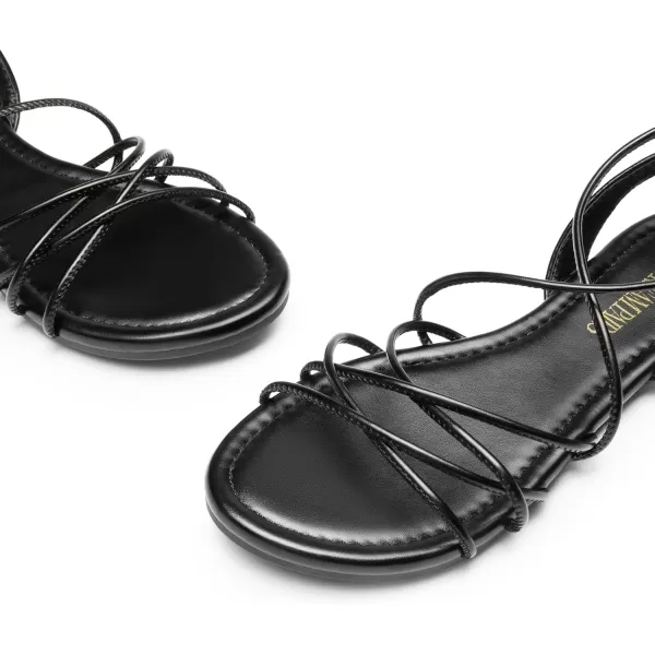 imageDREAM PAIRS Womens Flat Sandals Strappy Comfortable Dressy Summer LaceUp Gladiator SandalsBlack
