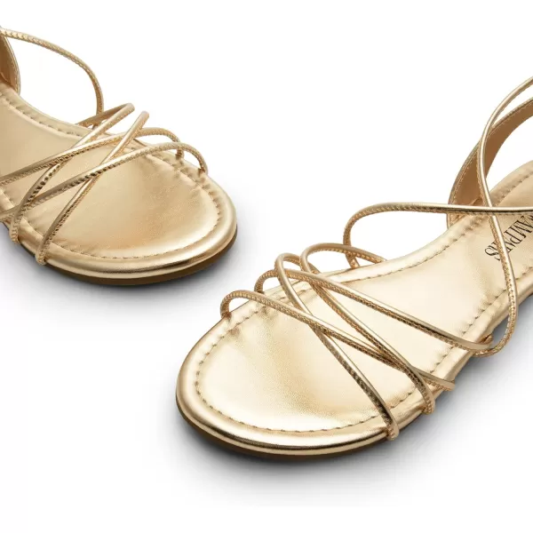 imageDREAM PAIRS Womens Flat Sandals Strappy Comfortable Dressy Summer LaceUp Gladiator SandalsGold