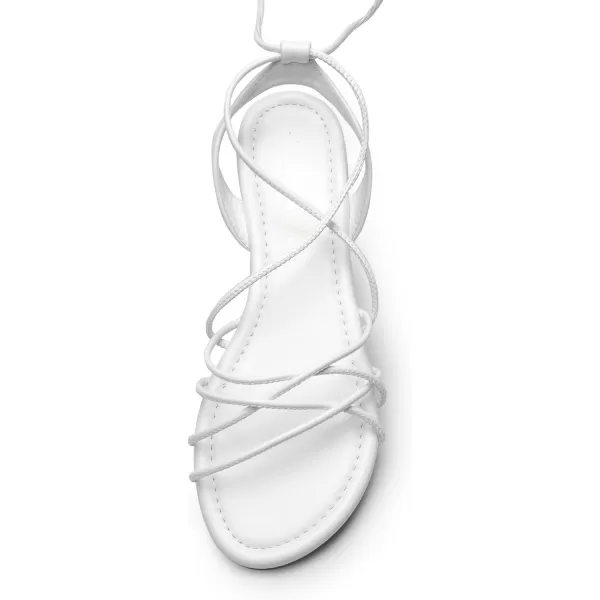 imageDREAM PAIRS Womens Flat Sandals Strappy Comfortable Dressy Summer LaceUp Gladiator SandalsWhite