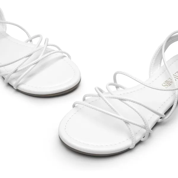 imageDREAM PAIRS Womens Flat Sandals Strappy Comfortable Dressy Summer LaceUp Gladiator SandalsWhite