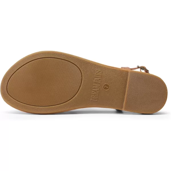 imageDREAM PAIRS Womens Flat Sandals Strappy Dressy Comfortable Ankle Strap Casual Summer Thong Sandals for BeachBrown