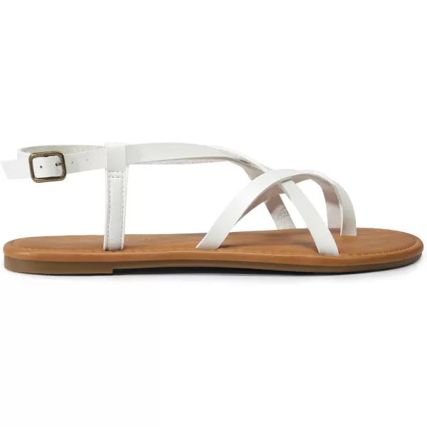 imageDREAM PAIRS Womens Flat Sandals Strappy Dressy Comfortable Ankle Strap Casual Summer Thong Sandals for BeachWhite