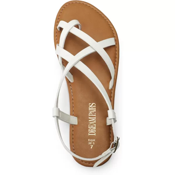 imageDREAM PAIRS Womens Flat Sandals Strappy Dressy Comfortable Ankle Strap Casual Summer Thong Sandals for BeachWhite
