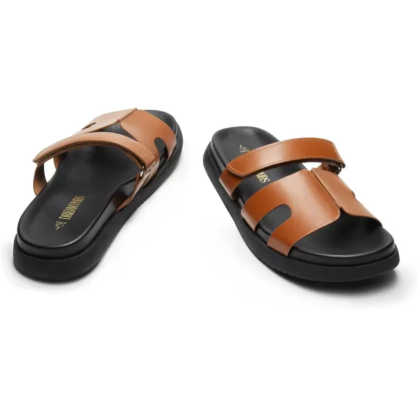 imageDREAM PAIRS Womens Flat Slide Sandals Comfortable Slip On Platform Sandals For Women Dressy SummerBrown