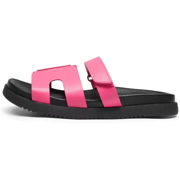 imageDREAM PAIRS Womens Flat Slide Sandals Comfortable Slip On Platform Sandals For Women Dressy SummerHot Pink