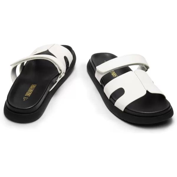imageDREAM PAIRS Womens Flat Slide Sandals Comfortable Slip On Platform Sandals For Women Dressy SummerWhite