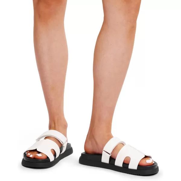 imageDREAM PAIRS Womens Flat Slide Sandals Comfortable Slip On Platform Sandals For Women Dressy SummerWhite