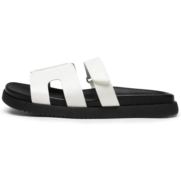 imageDREAM PAIRS Womens Flat Slide Sandals Comfortable Slip On Platform Sandals For Women Dressy SummerWhite
