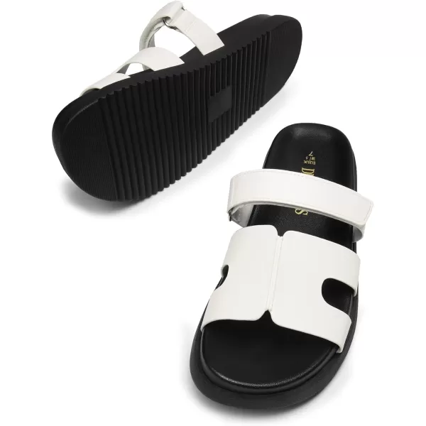 imageDREAM PAIRS Womens Flat Slide Sandals Comfortable Slip On Platform Sandals For Women Dressy SummerWhite