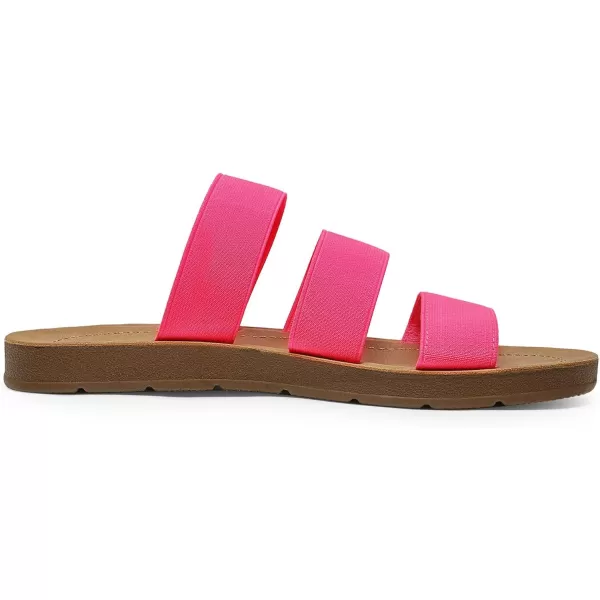 imageDREAM PAIRS Womens Flat Slide Sandals Open Toe Slip on Sandals for SummerFloridaneonPink