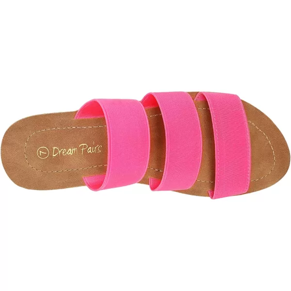 imageDREAM PAIRS Womens Flat Slide Sandals Open Toe Slip on Sandals for SummerFloridaneonPink