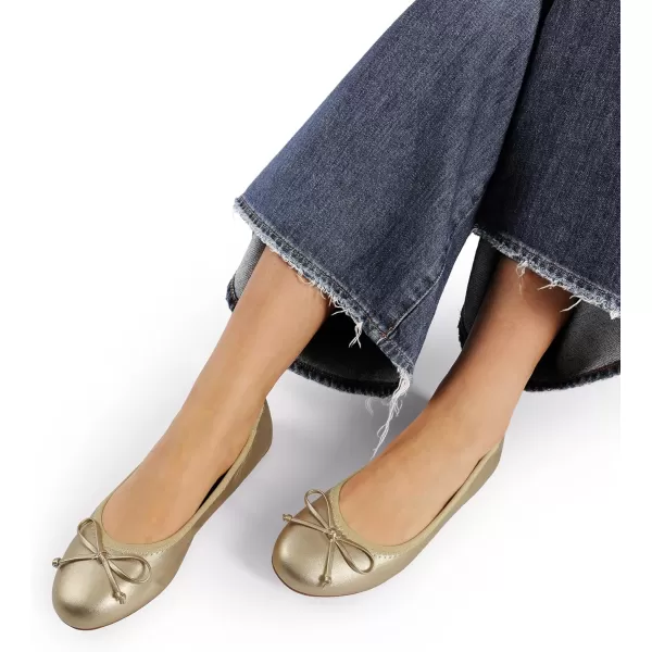 imageDREAM PAIRS Womens Flats Foldable Ballet Flats for Women Bowknot Round Toe Comfort Light Weight SlipOn Dress ShoesGold