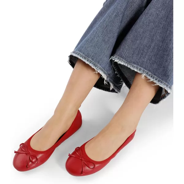 imageDREAM PAIRS Womens Flats Foldable Ballet Flats for Women Bowknot Round Toe Comfort Light Weight SlipOn Dress ShoesRed