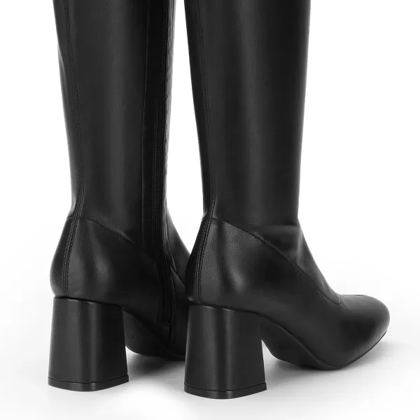 imageDREAM PAIRS Womens Gogo Boots Square Toe Chunky Knee High Boots For WomenBlackPu