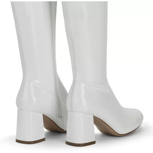 imageDREAM PAIRS Womens Gogo Boots Square Toe Chunky Knee High Boots For WomenWhitePatentPu