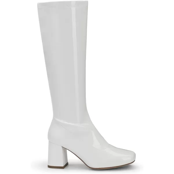 imageDREAM PAIRS Womens Gogo Boots Square Toe Chunky Knee High Boots For WomenWhitePatentPu