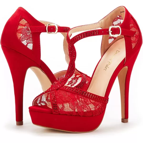 imageDREAM PAIRS Womens Heeled Sandals PumpRed