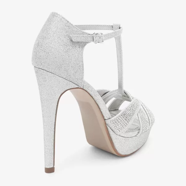 imageDREAM PAIRS Womens Heeled Sandals PumpSilverGlitterTeaser