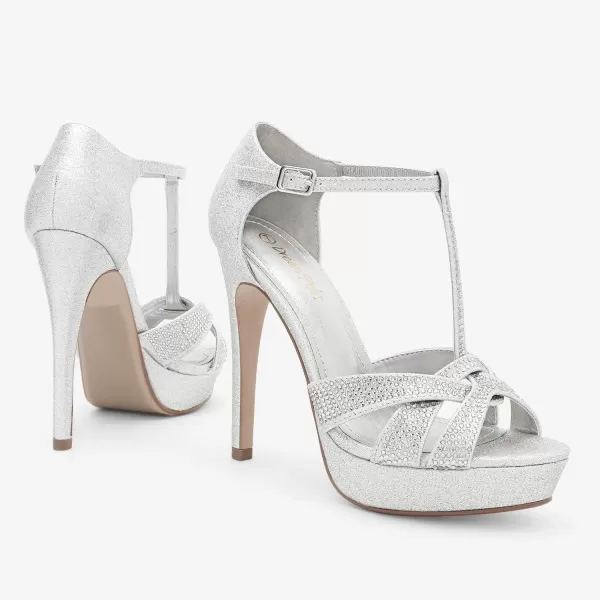 imageDREAM PAIRS Womens Heeled Sandals PumpSilverGlitterTeaser