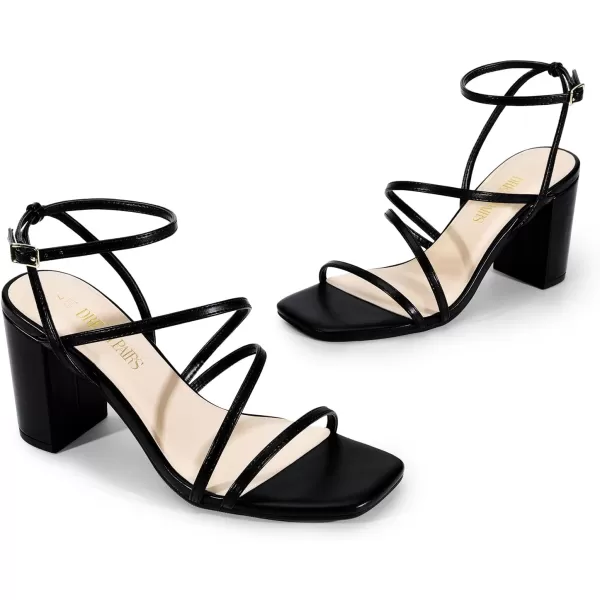 imageDREAM PAIRS Womens Heels Chunky Block Strappy Square Open Toe Ankle Buckle Heeled Sandals Wedding Party Dress ShoesBlack