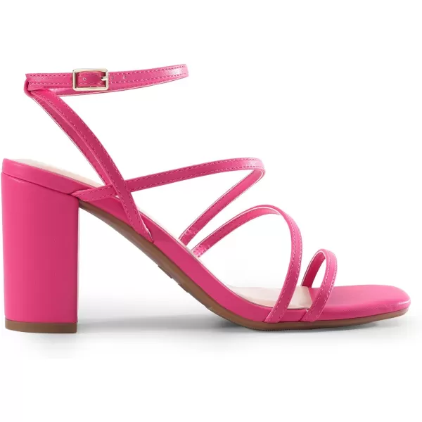 imageDREAM PAIRS Womens Heels Chunky Block Strappy Square Open Toe Ankle Buckle Heeled Sandals Wedding Party Dress ShoesHot Pink