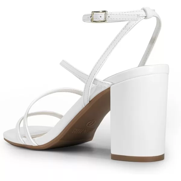 imageDREAM PAIRS Womens Heels Chunky Block Strappy Square Open Toe Ankle Buckle Heeled Sandals Wedding Party Dress ShoesWhite