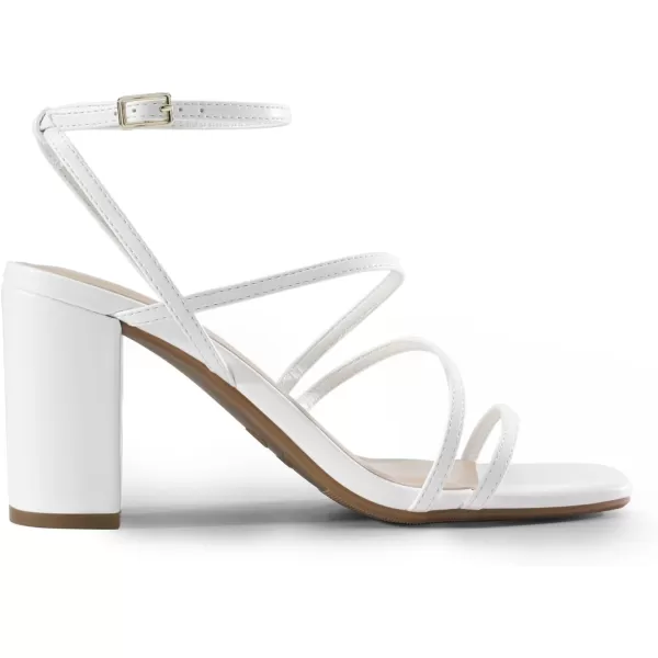 imageDREAM PAIRS Womens Heels Chunky Block Strappy Square Open Toe Ankle Buckle Heeled Sandals Wedding Party Dress ShoesWhite