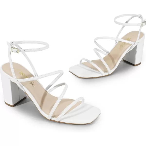 imageDREAM PAIRS Womens Heels Chunky Block Strappy Square Open Toe Ankle Buckle Heeled Sandals Wedding Party Dress ShoesWhite