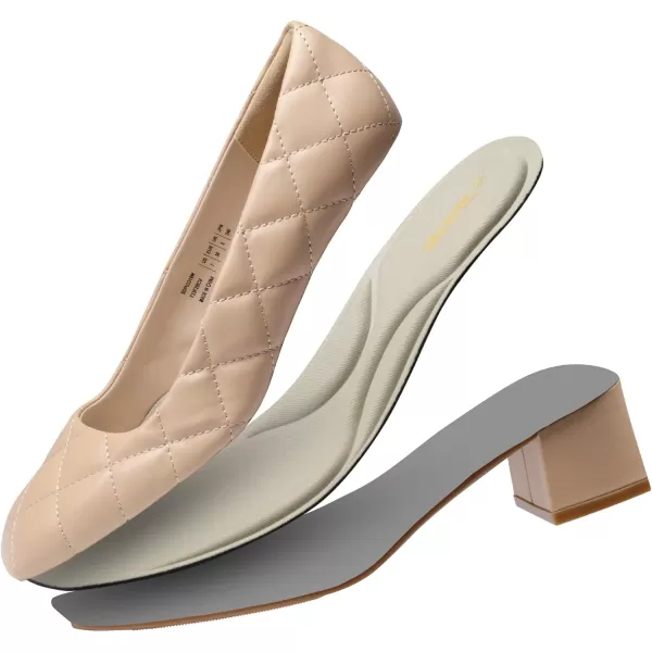 imageDREAM PAIRS Womens Heels Chunky Low Block Square Toe Dress Shoes Comfortable Wedding Party Office Church PumpsNude PinkPu