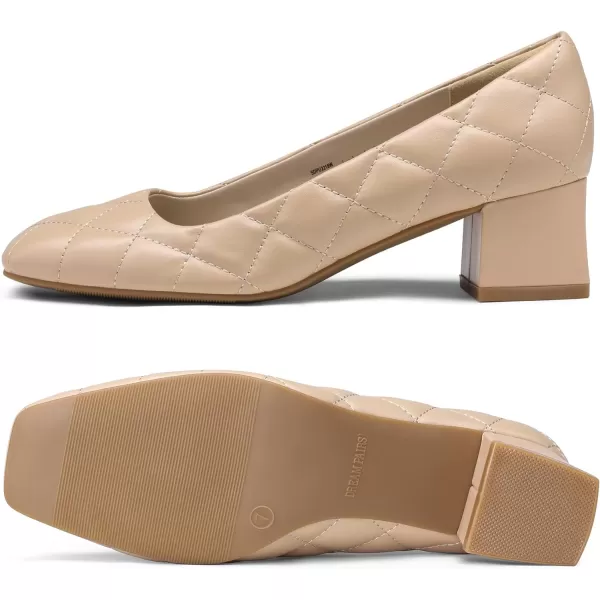 imageDREAM PAIRS Womens Heels Chunky Low Block Square Toe Dress Shoes Comfortable Wedding Party Office Church PumpsNude PinkPu