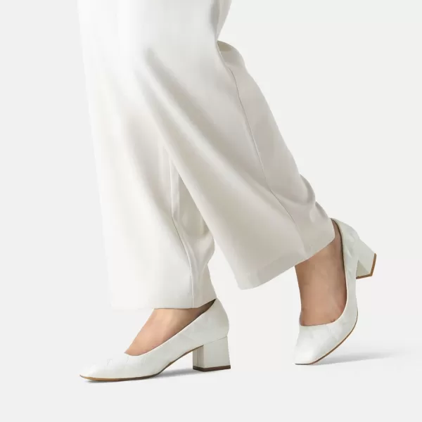 imageDREAM PAIRS Womens Heels Chunky Low Block Square Toe Dress Shoes Comfortable Wedding Party Office Church PumpsWhitePu