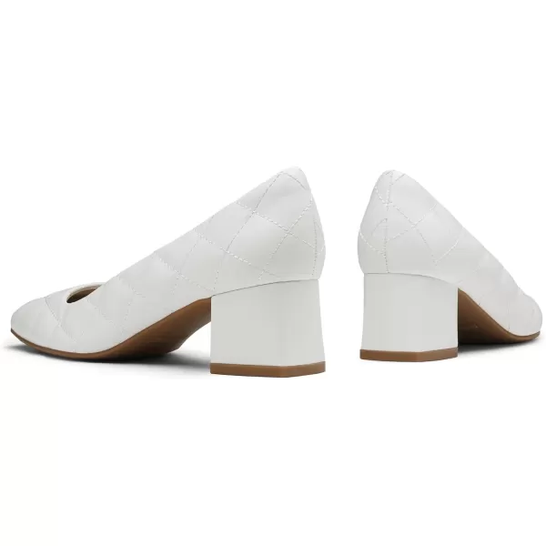 imageDREAM PAIRS Womens Heels Chunky Low Block Square Toe Dress Shoes Comfortable Wedding Party Office Church PumpsWhitePu