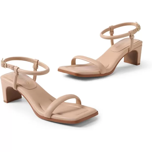imageDREAM PAIRS Womens Heels Open Toe Ankle Strap Square Cute Wedding Party Sandal Comfort Dress ShoesNude