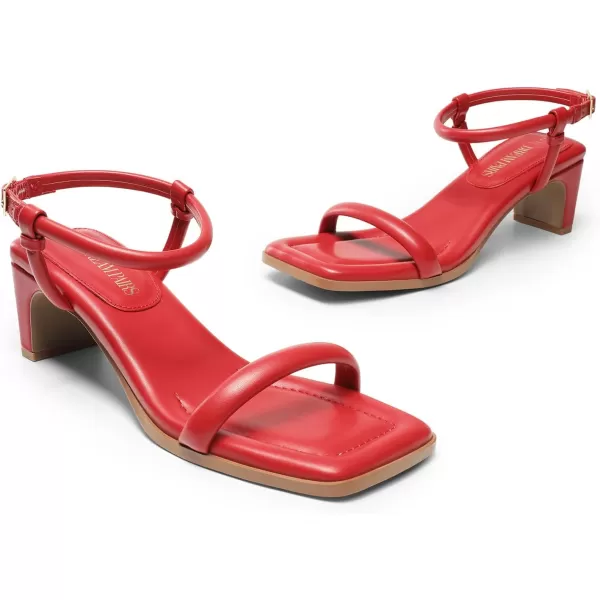 imageDREAM PAIRS Womens Heels Open Toe Ankle Strap Square Cute Wedding Party Sandal Comfort Dress ShoesRed