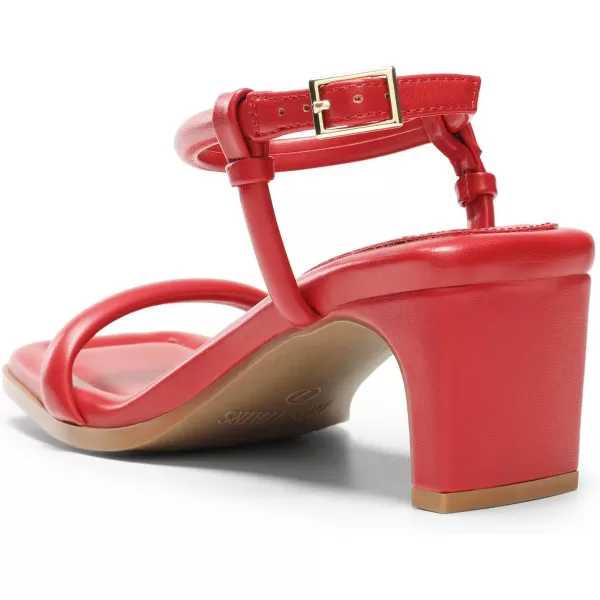 imageDREAM PAIRS Womens Heels Open Toe Ankle Strap Square Cute Wedding Party Sandal Comfort Dress ShoesRed
