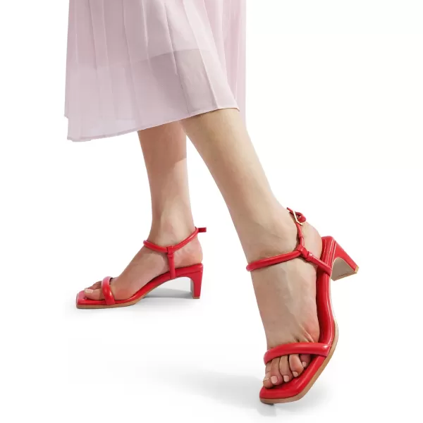 imageDREAM PAIRS Womens Heels Open Toe Ankle Strap Square Cute Wedding Party Sandal Comfort Dress ShoesRed