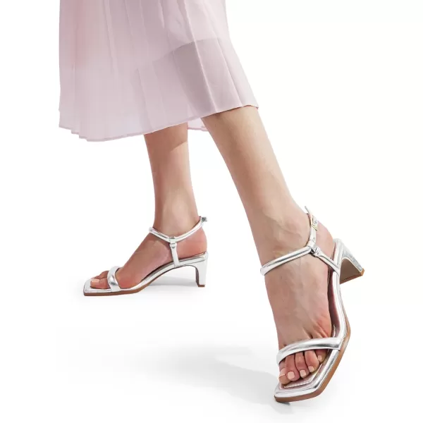 imageDREAM PAIRS Womens Heels Open Toe Ankle Strap Square Cute Wedding Party Sandal Comfort Dress ShoesSilver