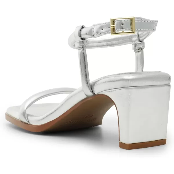 imageDREAM PAIRS Womens Heels Open Toe Ankle Strap Square Cute Wedding Party Sandal Comfort Dress ShoesSilver