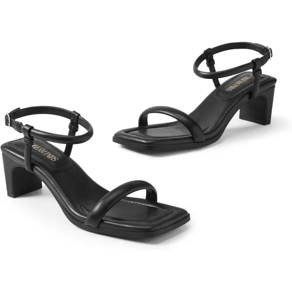 imageDREAM PAIRS Womens Heels Open Toe Ankle Strap Square Cute Wedding Party Sandals Comfort Dress ShoesBlack